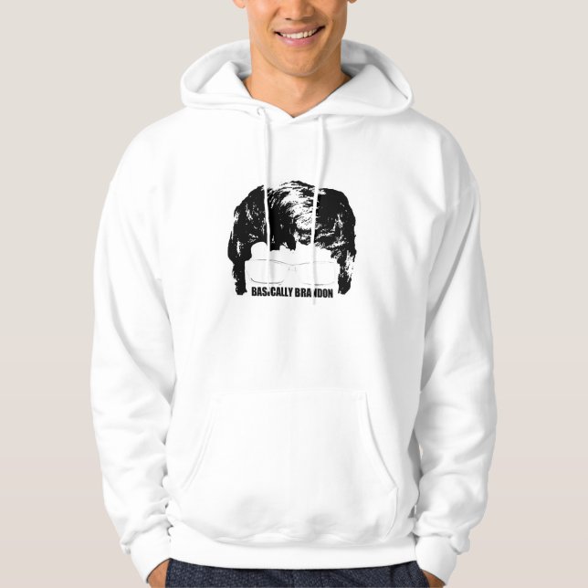 I stort Brandon logotypHoodie! (Vit) Hoodie (Framsida)
