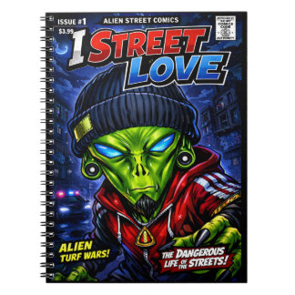 I Street Love – Urban Alien Comic Cover Art Anteckningsbok