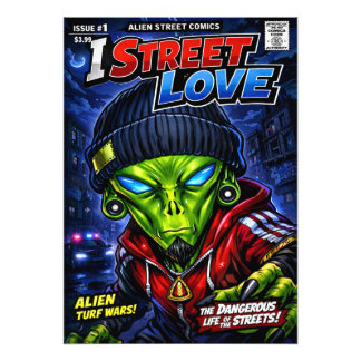 I Street Love – Urban Alien Comic Cover Art Fototryck