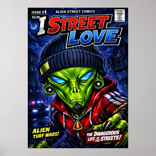 I Street Love – Urban Alien Comic Cover Art Poster (Framsidan)