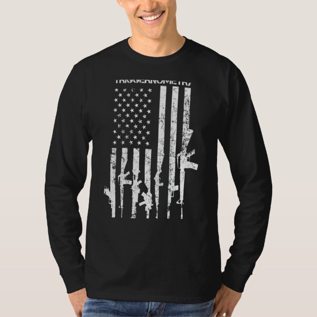I Study Triggernometry Funny Gun Pro Guns Flagga O T Shirt (Framsida)