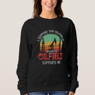 I Support The Oilfield Oil Rig Worker Workers Retr T Shirt