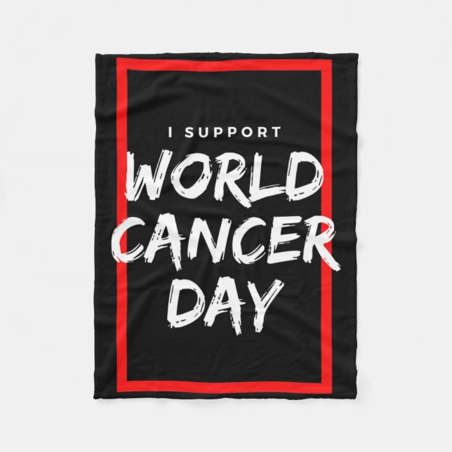 I Support World Cancer Day Chemotherapy Cancer Pat Fleecefilt (Framsidan)