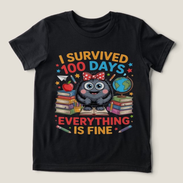 I Survived 100 Days Cute Monster Shirt T (Design Framsida)