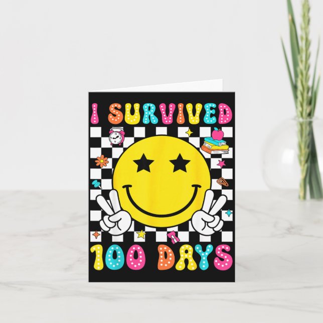 I Survived 100 Days Of School Boys Kids 100th Day  Kort (Framsida)