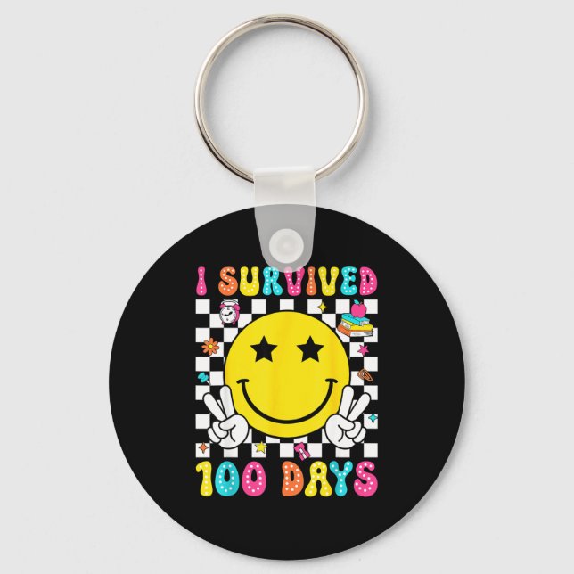 I Survived 100 Days Of School Boys Kids 100th Day  Nyckelring (Framsida)