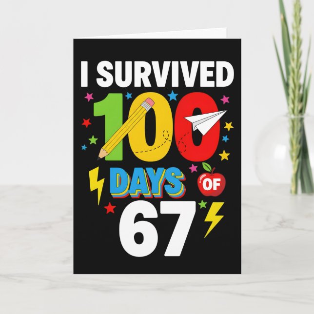 I Survived 100 Days of School Funny Student Kort (Framsida)