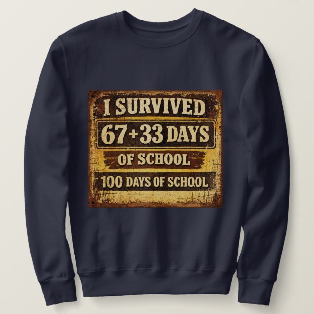 I Survived 100 Days of School Lång Ärmad Tröja (Design framsida)