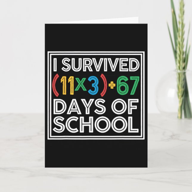 I Survived 100 Days School Funny Math Equation 100 Kort (Framsida)