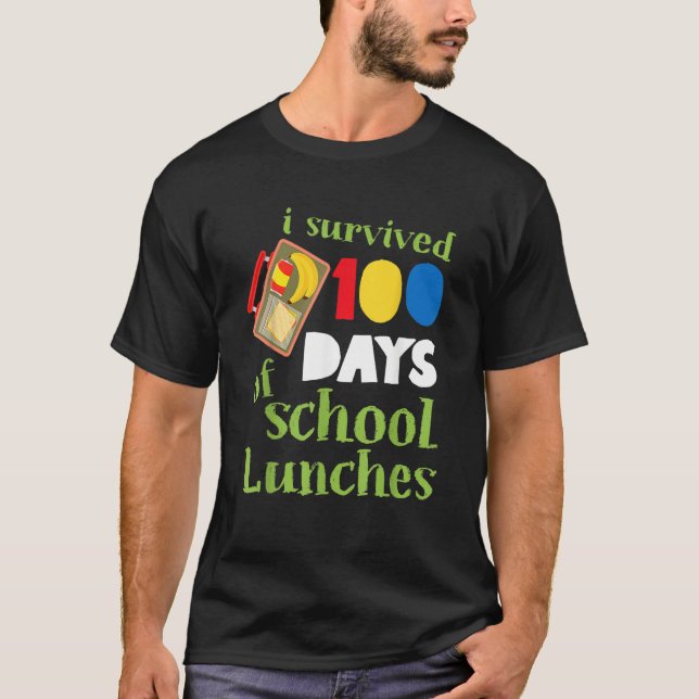 I Survived 100 Days School Lunches Kids T Shirt (Framsida)