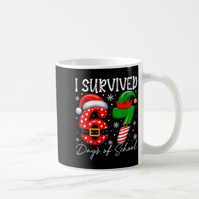 I Survived 67 Day Of School Funny 67 Xmas Santa El Kaffemugg (Höger)