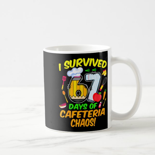 I Survived 67 Days Of Cafeteria Chaos 67 Meme Lunc Kaffemugg (Höger)