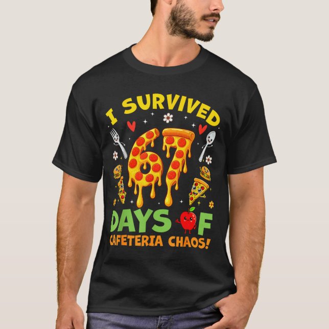 I Survived 67 Days Of Cafeteria Chaos Funny Boy Gi T Shirt (Framsida)