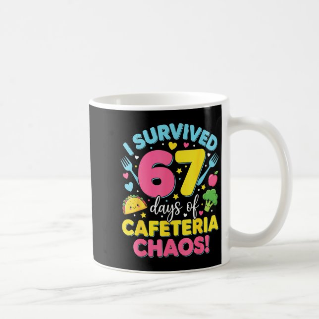 I Survived 67 Days Of Cafeteria Chaos Meme  Kaffemugg (Höger)