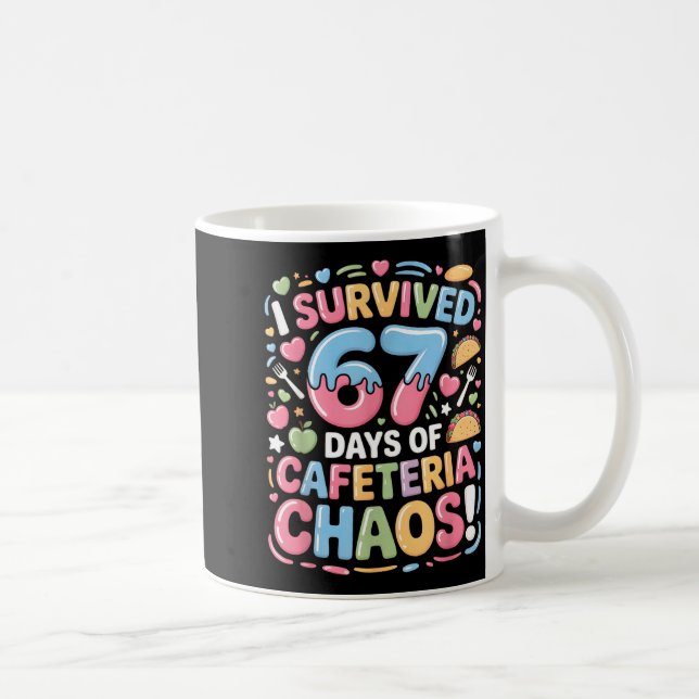 I Survived 67 Days Of Cafeteria Chaos Meme Lunch M Kaffemugg (Höger)