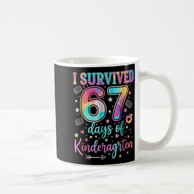 I Survived 67 Days Of Kindergarten Funny Six Seven Kaffemugg (Höger)