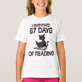 I Survived 67 Days Of Reading, Funny Cat Meme T Shirt