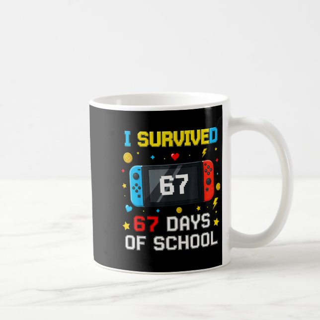 I Survived 67 Days Of School 67 Funny Teacher Squa Kaffemugg (Höger)