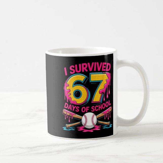 I Survived 67 Days Of School 67 Meme Baseball Ice  Kaffemugg (Höger)