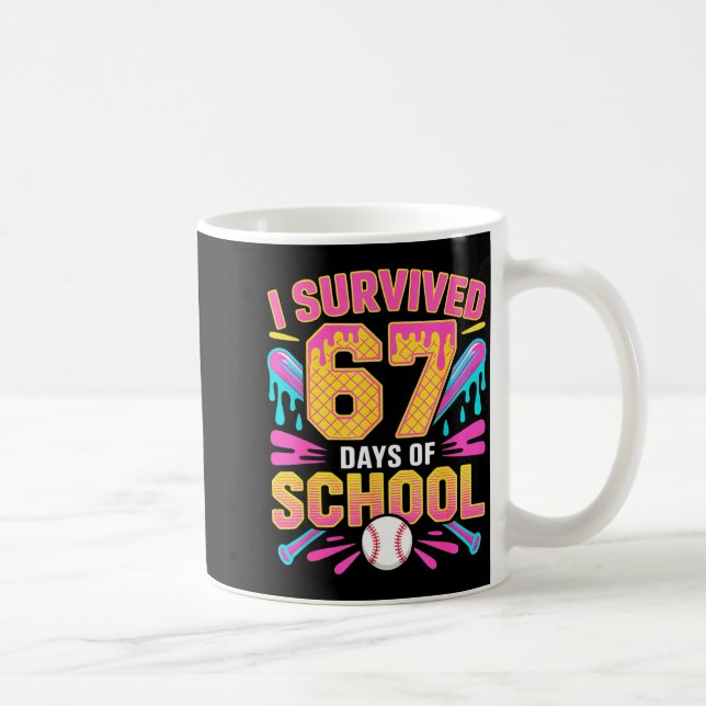 I Survived 67 Days Of School 67 Meme Baseball Ice  Kaffemugg (Höger)