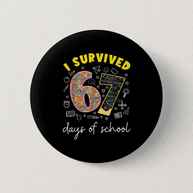 I Survived 67 Days Of School 67 Meme Rainbow Math  Knapp (Framsida)