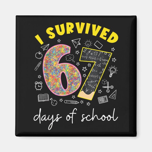 I Survived 67 Days Of School 67 Meme Rainbow Math  Magnet (Framsidan)