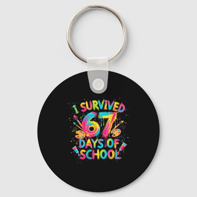 I Survived 67 Days Of School Art School Teachers G Nyckelring (Framsida)