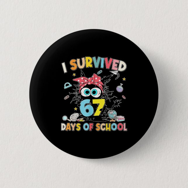 I Survived 67 Days Of School Black Cat Teachers St Knapp (Framsida)