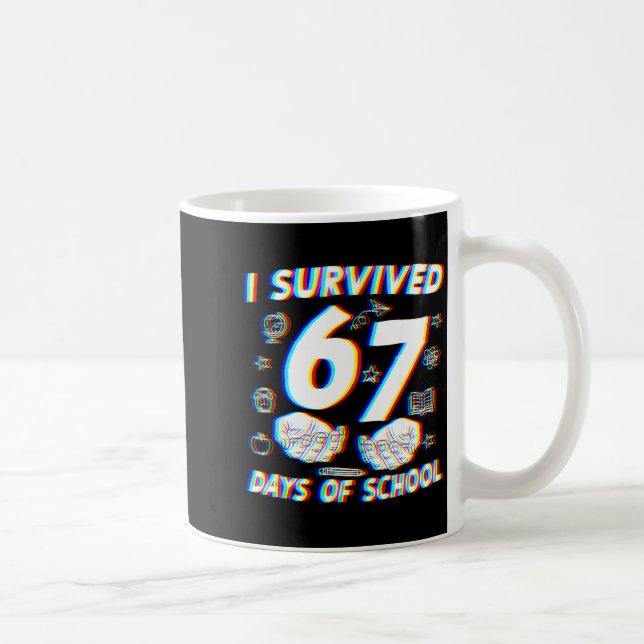 I Survived 67 Days Of School Boys Girls Teacher Fu Kaffemugg (Höger)