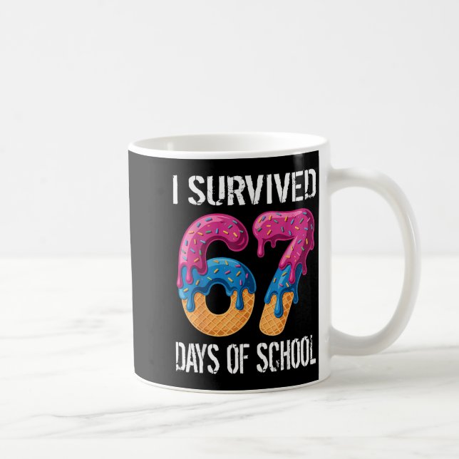 I Survived 67 Days Of School Boys Ice Cream Drip T Kaffemugg (Höger)
