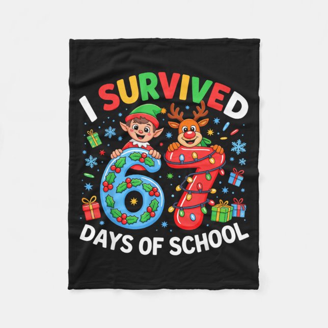 I Survived 67 Days Of School Christmas Candy Cane  Fleecefilt (Framsidan)