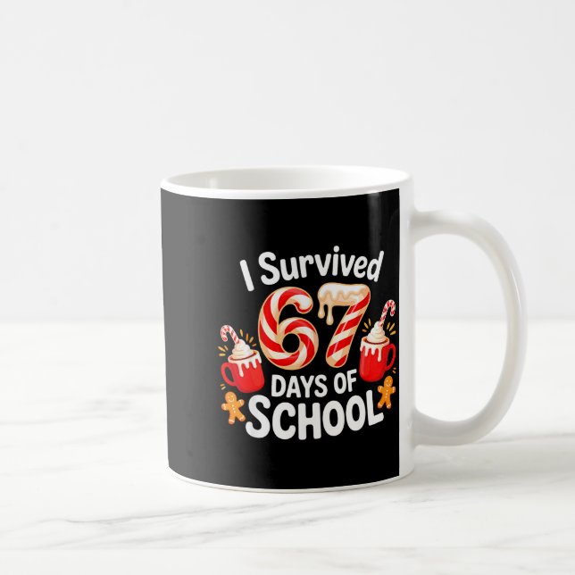 I Survived 67 Days Of School Christmas Candy Cane  Kaffemugg (Höger)