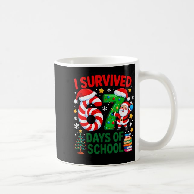 I Survived 67 Days Of School Christmas Candy Cane  Kaffemugg (Höger)