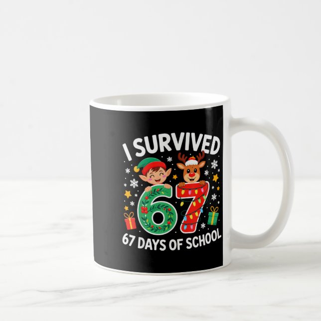 I Survived 67 Days Of School Christmas Candy Cane  Kaffemugg (Höger)