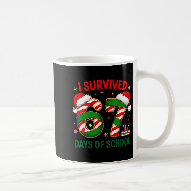I Survived 67 Days Of School Christmas Candy Cane  Kaffemugg (Höger)