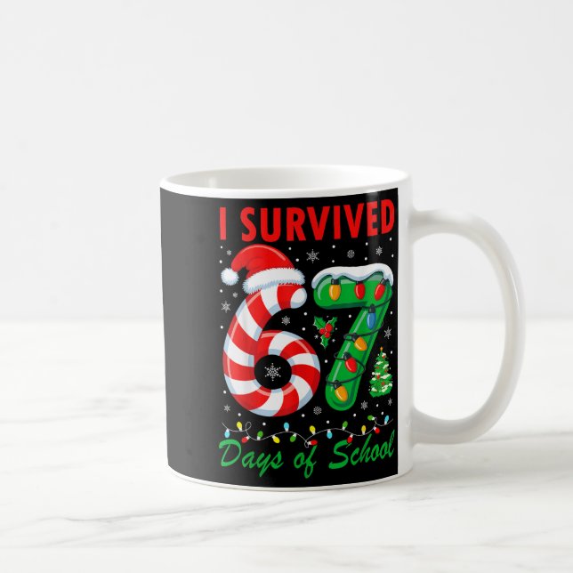 I Survived 67 Days Of School Christmas Candy Cane  Kaffemugg (Höger)