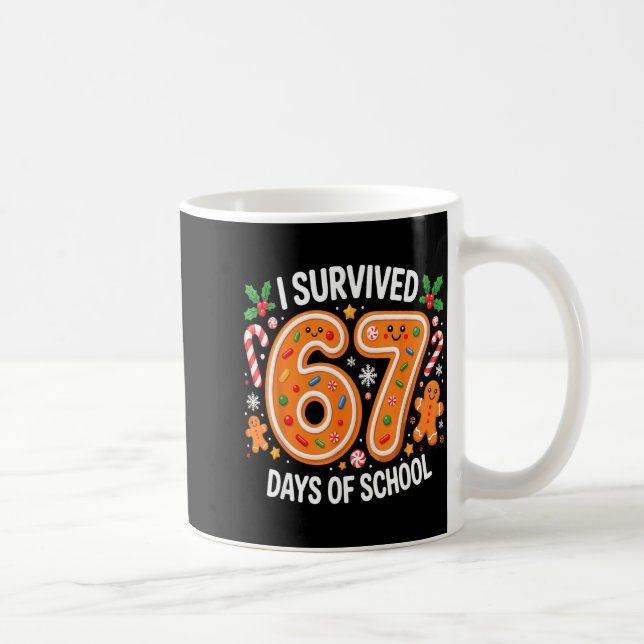 I Survived 67 Days Of School Christmas Candy Cane  Kaffemugg (Höger)