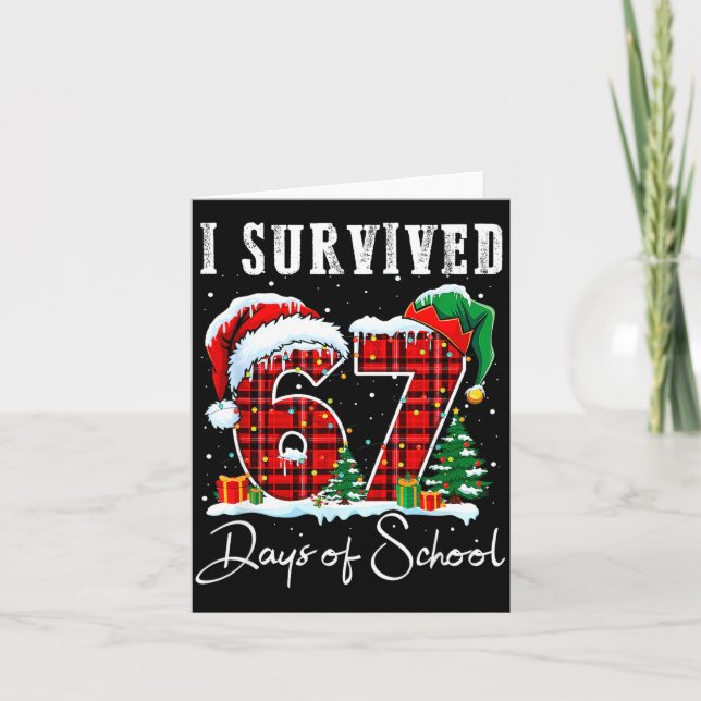 I Survived 67 Days Of School Christmas Candy Cane  Kort (Framsida)