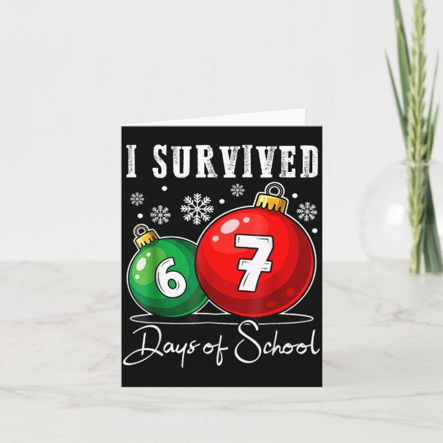 I Survived 67 Days Of School Christmas Candy Cane  Kort (Framsida)