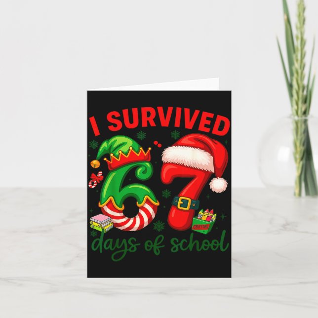 I Survived 67 Days Of School Christmas Candy Cane  Kort (Framsida)