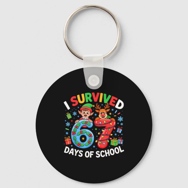 I Survived 67 Days Of School Christmas Candy Cane  Nyckelring (Framsida)