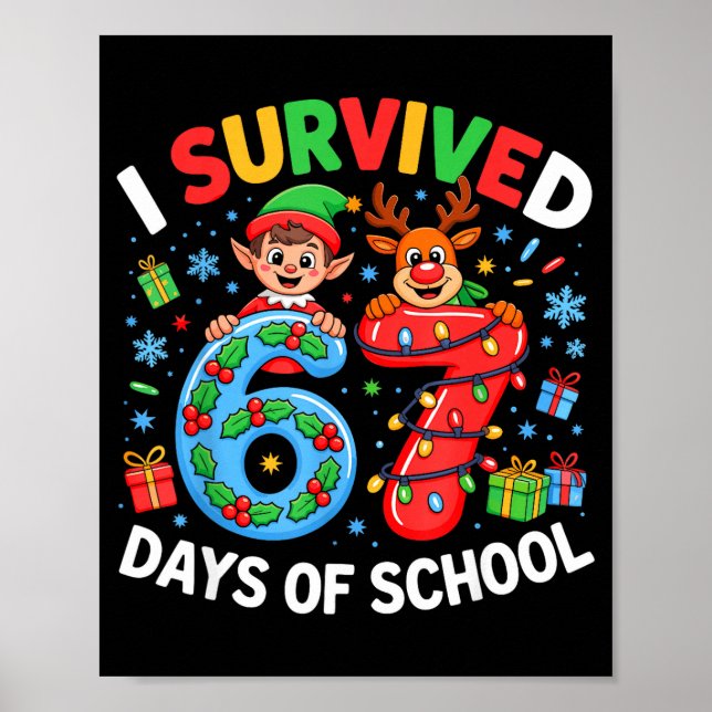 I Survived 67 Days Of School Christmas Candy Cane  Poster (Framsidan)