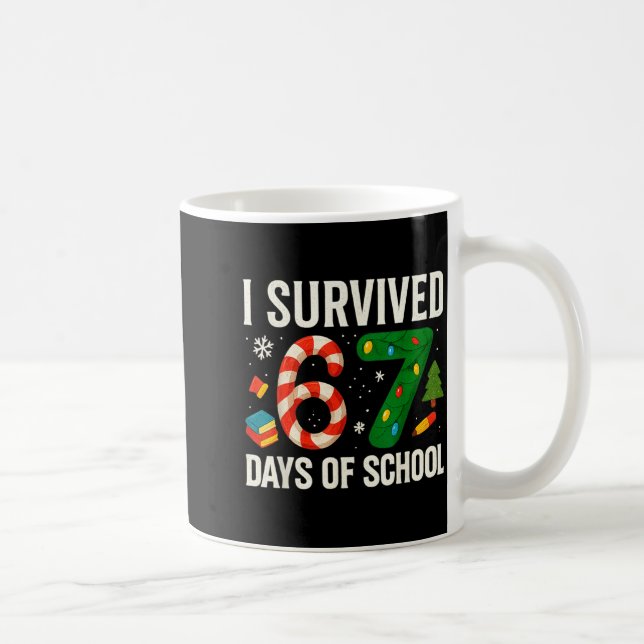 I Survived 67 Days Of School Christmas Red Plaid F Kaffemugg (Höger)