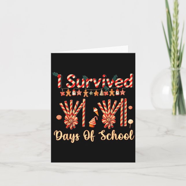 I Survived 67 Days Of School Christmas Teacher Can Kort (Framsida)