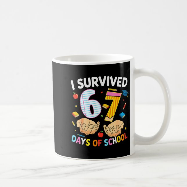 I Survived 67 Days Of School Cool Teacher Design  Kaffemugg (Höger)