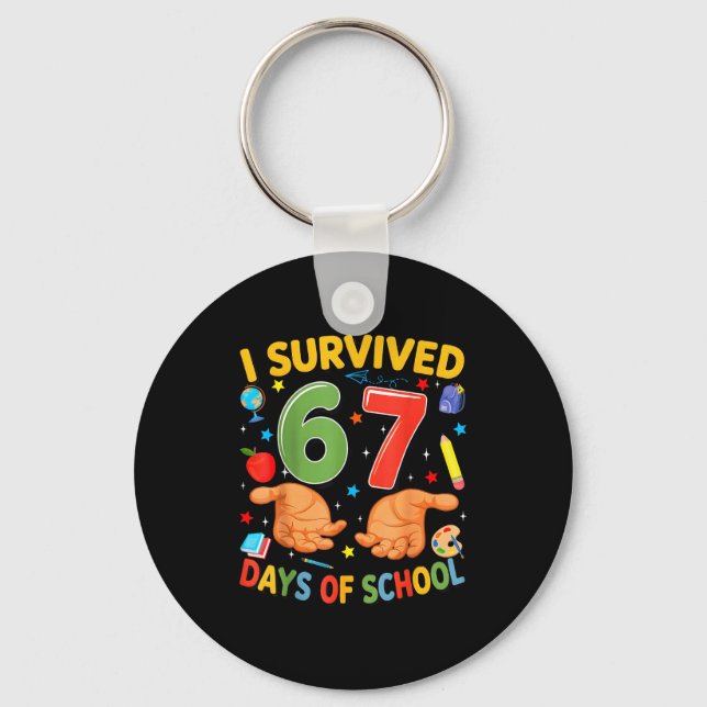 I Survived 67 Days Of School Cool Teacher Design  Nyckelring (Framsida)