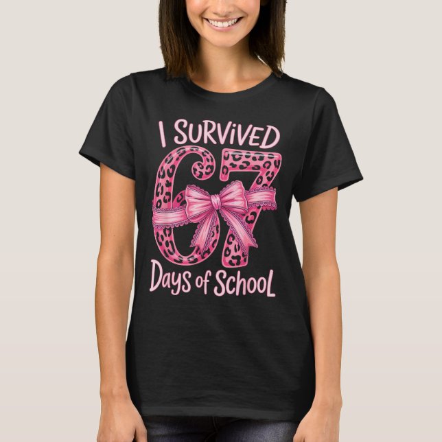 I Survived 67 Days Of School Coquette Girls Women  T Shirt (Framsida)