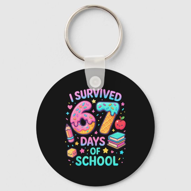 I Survived 67 Days Of School Cute Kid Six Seven Ce Nyckelring (Framsida)