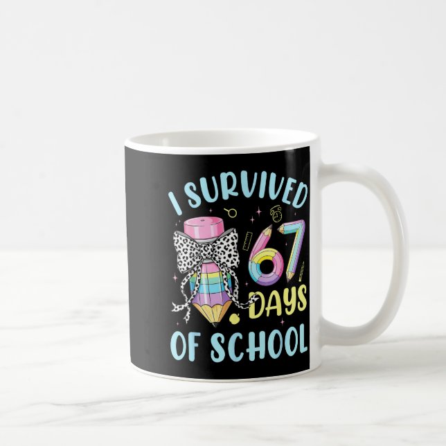I Survived 67 Days Of School Cute Pastel Pencil Bo Kaffemugg (Höger)
