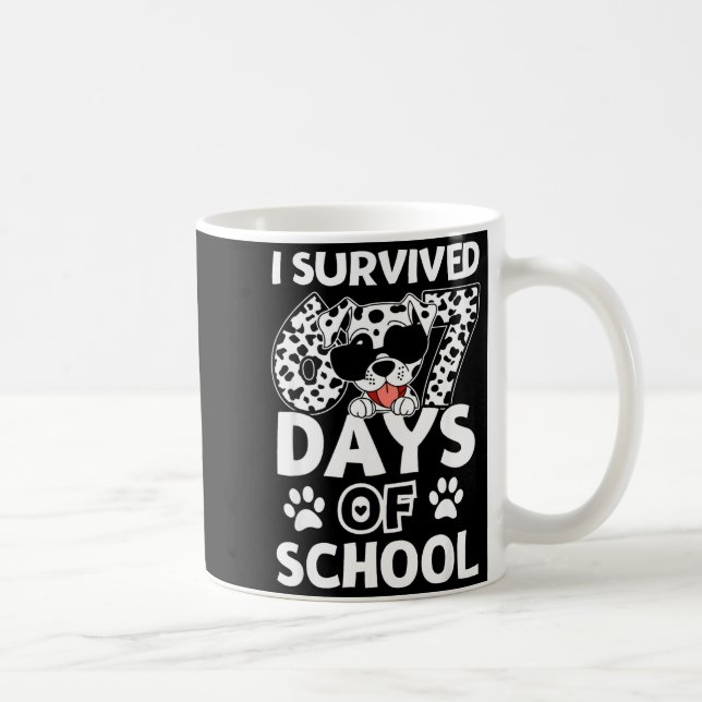 I Survived 67 Days Of School Dabbing Dalmatian Dog Kaffemugg (Höger)